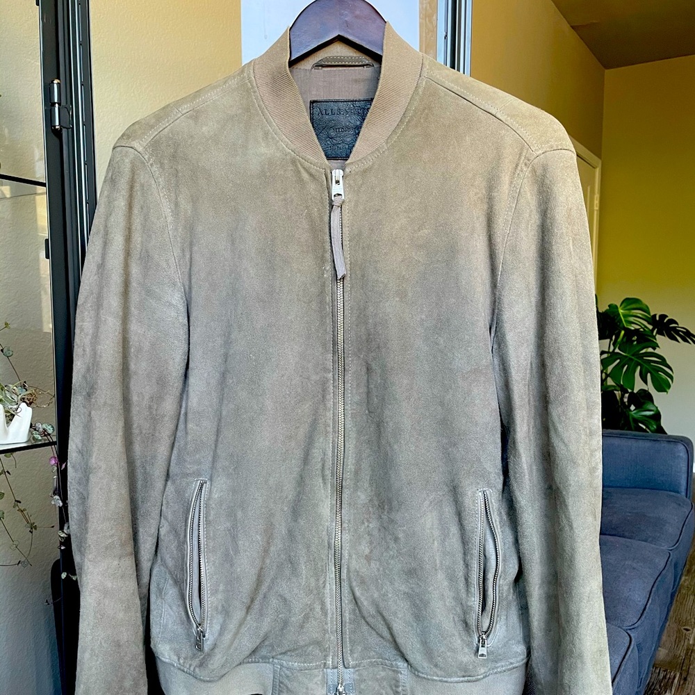 All Saints men’s medium olive green bomber jacket